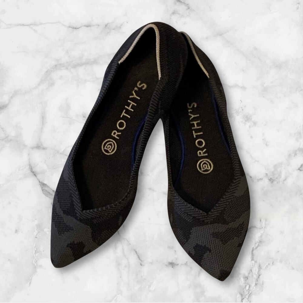 Rothy’s The Point Ballet Flat in Gray Camo w7